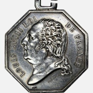مدال نقره یادبود رسمی لویی هجدهم پاریس ، فرانسه 1818 (نایاب و بینظیر)