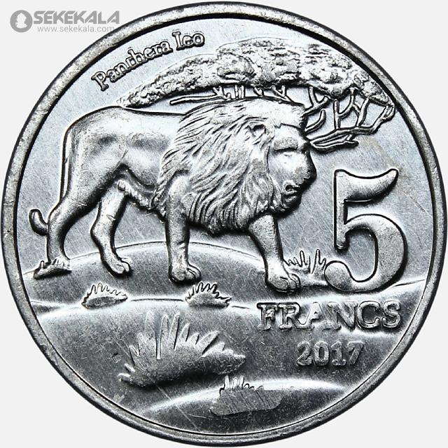 coin collection store numismatic www.sekekala.com 040829 (27) سکه 5 فرانک کاتانگا 2017 (بسیار کمیاب)(UNC)
