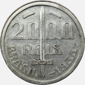 سکه 2000 ریس نقره برزیل 1935 (بسیار کمیاب)