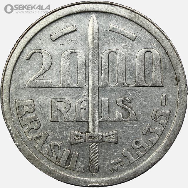 coin collection store numismatic www.sekekala.com 040829 (53) سکه 2000 ریس نقره برزیل 1935 (بسیار کمیاب)