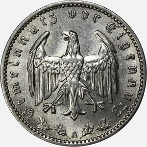 سکه 1 رایش مارک آلمان نازی 1935 A (بسیار کمیاب)(AU)