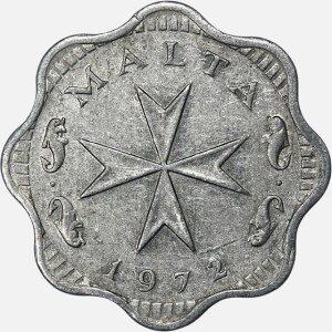 سکه 2 میل کمیاب مالت 1972
