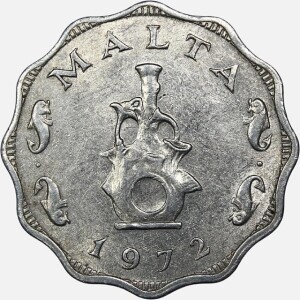 سکه 5 میل کمیاب مالت 1972