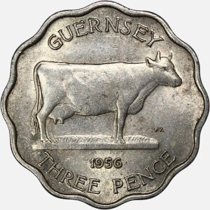 سکه کمیاب 3 پنس گرنزی 1956 (UNC)