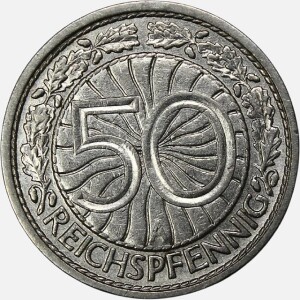 سکه 50 رایش فنیگ آلمان 1928 A (بسیار کمیاب)