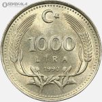 سکه 1000 لیره ترکیه 1990 (UNC)