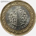 سکه دو آلیاژی کشور ترکیه 1 لیر ترکیه ارز کشور ترکیه