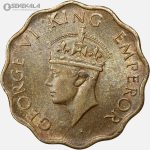 سکه 1 آنه هند مستعمره بریتانیا 1943 (جرج ششم)(UNC)