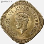 سکه 2 آنه هند مستعمره بریتانیا 1944 (جرج ششم)(+AU)