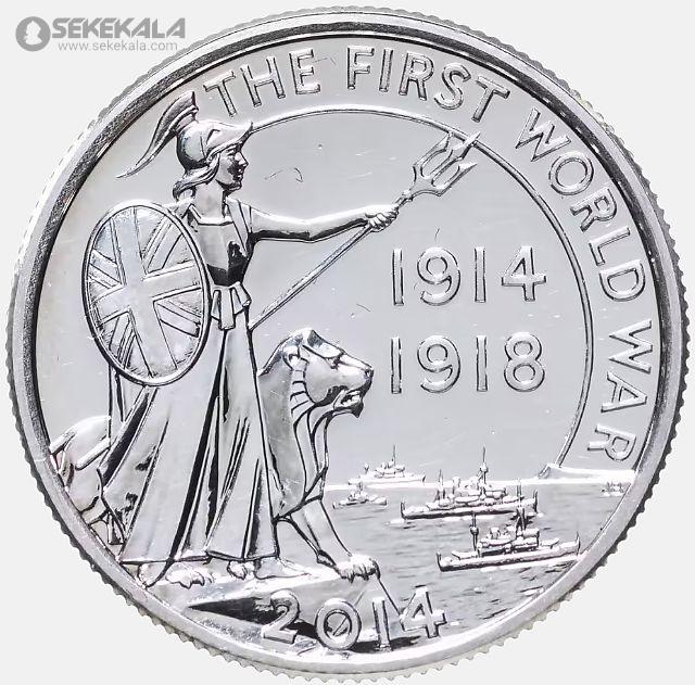 British commemorative coin, British pound, collectible proof pack www.sekekala.com 041005 (3) سکه 20 پوند نقره پروف انگلیس 2014 (صدمین سال شروع جنگ جهانی اول) داخل پک فابریک رویال مینت (PF)