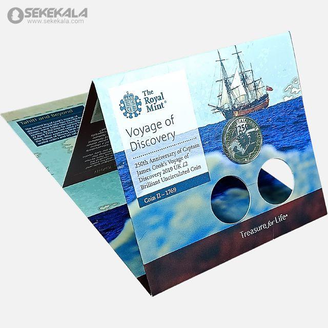 British commemorative coin, British pound, collectible proof pack www.sekekala.com 041005 (42) پک سکه 2 پوند پروف یادبودی انگلیس 2018 (پک فابریک Royal Mint)(نخستین سفر دریایی جیمز کوک)
