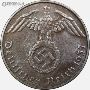 سکه 1 رایش فنیگ آلمان نازی 1937 D