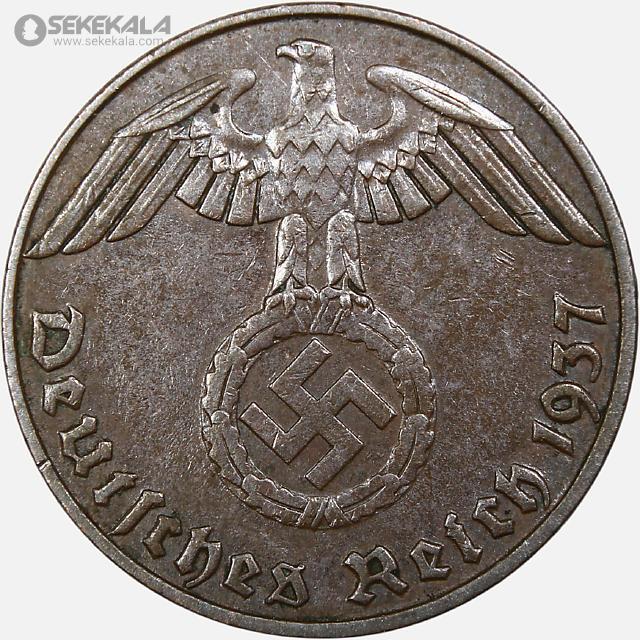 COIN Collection store www.sekekala.com 040926 (134) سکه 1 رایش فنیگ آلمان نازی 1937 E