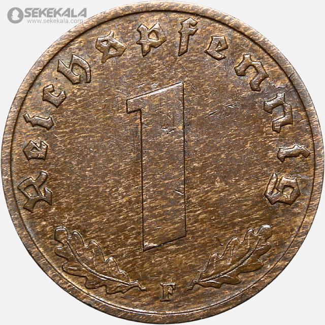 COIN Collection store www.sekekala.com 040926 (157) سکه 1 رایش فنیگ کمیاب آلمان نازی 1939 F