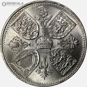 سکه 5 شیلینگ یادبود تاجگذاری ملکه الیزابت بریتاینا 1953 (UNC)