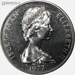 سکه 1 کرون یادبودی جزیره من 1977 (بیست و پنجمین سال تاجگذاری ملکه الیزابت دوم)(+AU)