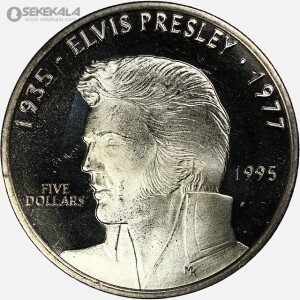 سکه 5 دلار پروف یادبودی جزایر مارشال 1993 (الویس پریسلی - Elvis Presley)(proof)