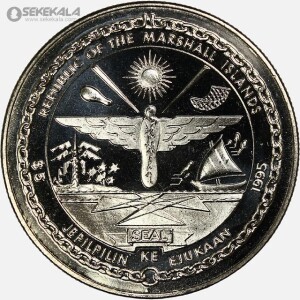 سکه 5 دلار پروف یادبودی جزایر مارشال 1993 (الویس پریسلی - Elvis Presley)(proof)