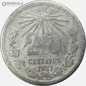 سکه 20 سنتاوو نقره مکزیک 1921