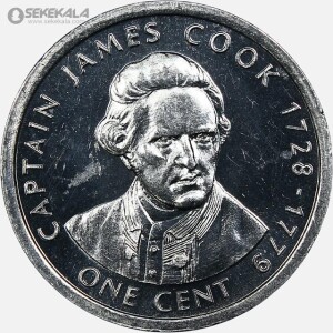 سکه 1 سنت کمیاب جزایر کوک 2003 (UNC) کاپیتان جیمز کوک 1728 - 1776
