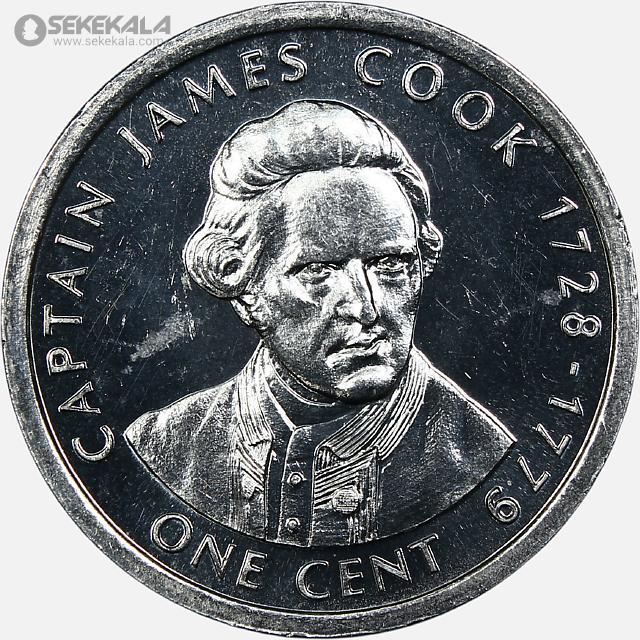 COIN Collection store www.sekekala.com 040926 (47) سکه 1 سنت کمیاب جزایر کوک 2003 (UNC) کاپیتان جیمز کوک 1728 - 1776