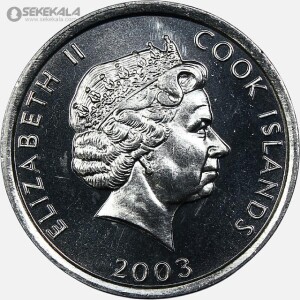 سکه 1 سنت کمیاب جزایر کوک 2003 (UNC) ملکه الیزابت COOK ISLANDS COIN