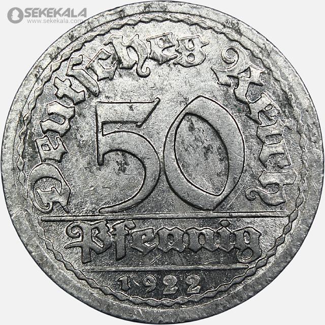 COIN Collection store www.sekekala.com 040926 (98) سکه 50 فنیک آلمان 1921 E (جمهوری وایمار)(AU)