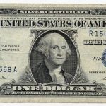 اسکناس 1 دلار کمیاب آمریکا 1957 (مهر آبی)(F)