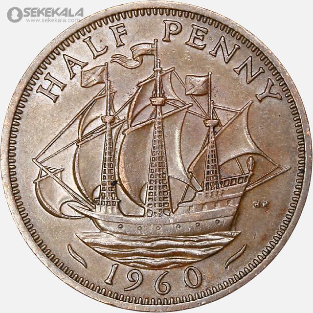 coin collection store www.sekekala.com فروشگاه سکه کالا سکه خارجی 040905 (371) سکه نیم پنی انگلیس 1960 (الیزابت دوم)