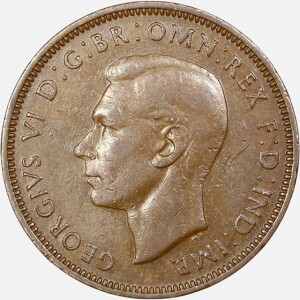 سکه نیم پنی انگلیس 1944 (جرج ششم)