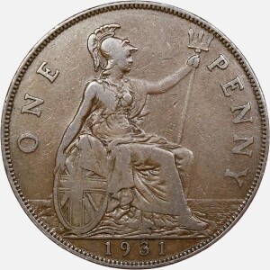 سکه 1 پنی انگلیس 1931 (جرج پنجم)