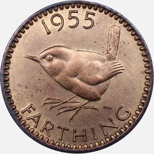 سکه 1 فارتینگ انگلیس 1955 (ملکه الیزابت)(UNC) کمیاب