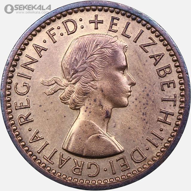 coin collection store www.sekekala.com فروشگاه سکه کالا سکه خارجی 040905 (428) سکه 1 فارتینگ انگلیس 1955 (ملکه الیزابت)(UNC) کمیاب