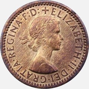 سکه 1 فارتینگ انگلیس 1954 (ملکه الیزابت)(UNC) کمیاب