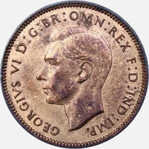 سکه 1 فارتینگ انگلیس 1937 (جرج ششم)(UNC)