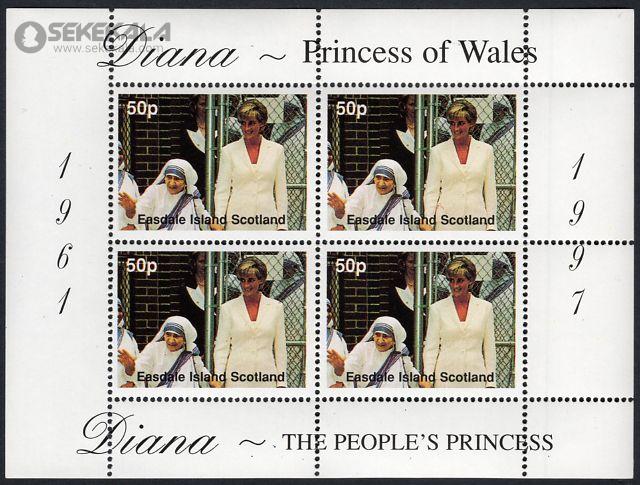 stamp collection store www.sekekala.com 041017 (26) شیت تمبر اسکاتلند 1997 (پرنس دایانا - مادر ترزا)