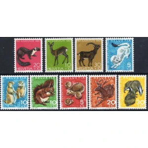 مجموعه تمبر های حیوانات سوئیس (9 عدد)