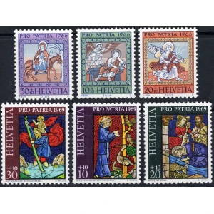 مجموعه تمبر های پرو پاتریا سوئیس 1969 (6 عدد)