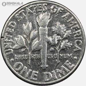 سکه دایم (10 سنت) نقره آمریکا 1964 (رزولت)