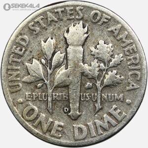 سکه دایم (10 سنت) نقره آمریکا 1952 D (رزولت)