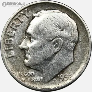 سکه دایم (10 سنت) نقره آمریکا 1952 S (رزولت)