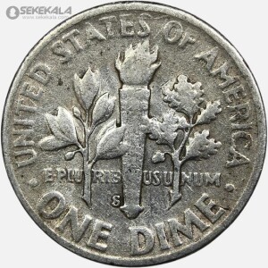 سکه دایم (10 سنت) نقره آمریکا 1952 S (رزولت)