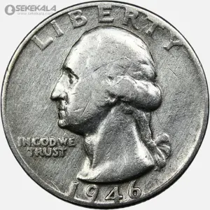 سکه کوارتر نقره (25 سنت) آمریکا 1946 (جرج واشنگتن)