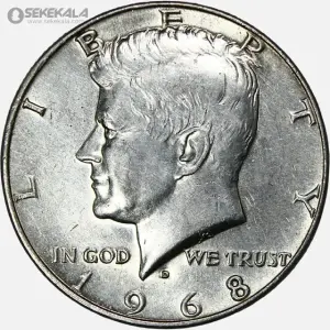 سکه نیم دلار نقره (جان اف کندی) آمریکا 1968 (AU)