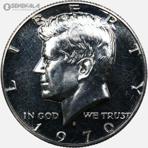 سکه نیم دلار پروف نقره (جان اف کندی) آمریکا 1970 S (بسیار کمیاب)
