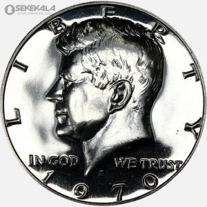 سکه نیم دلار پروف نقره (جان اف کندی) آمریکا 1970 S (بسیار کمیاب)