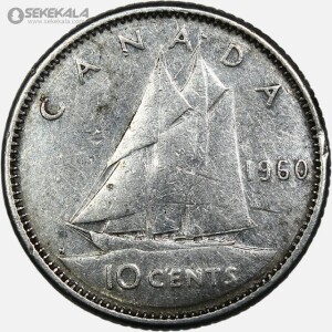 سکه 10 سنت نقره کانادا 1960 (ملکه الیزابت)
