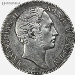 سکه نایاب 2 تالر نقره آلمان (ایالت بایرن) 1851 (ماسیمیلیان دوم پادشاهی باواریا)