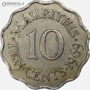 سکه 10 سنت کمیاب موریس مستعمره بریتانیا 1969 (ملکه الیزابت)