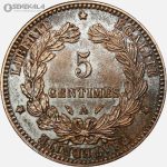 سکه 5 سنتیم قدیمی فرانسه 1891 (جمهوری سوم)